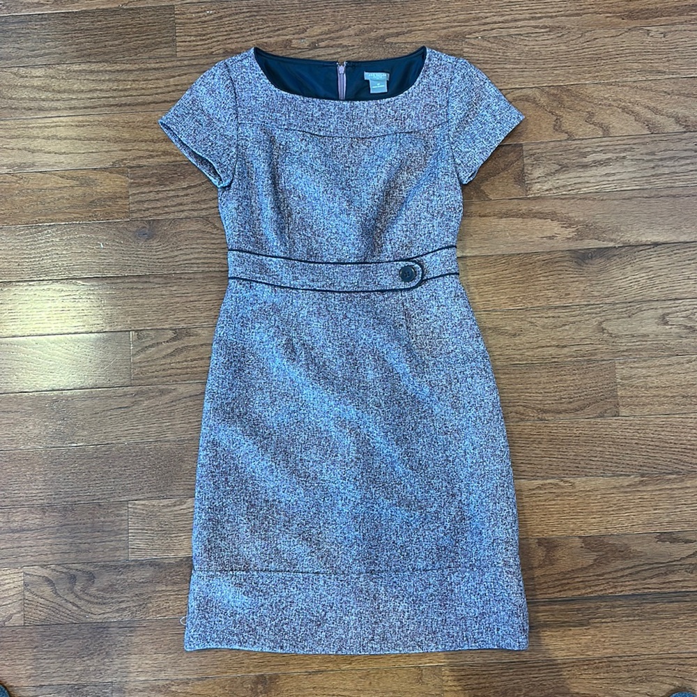 Ann Taylor size 0P tweet dress in plum and charcoal gray